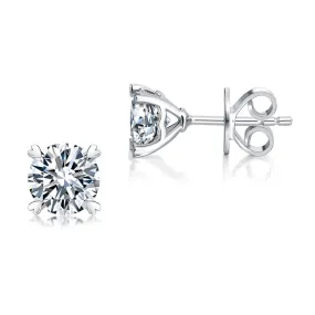 1 Carat Moissanite Diamond Heart Claws Stud Earrings 925 Sterling Silver XMFE8207