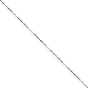 1 mm, Sterling Silver, Beaded Chain Anklet - 10 inch