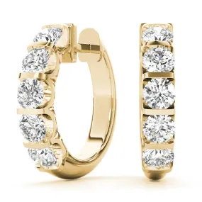 1/2 Carat Tw Natural Channel Set Diamond Hoop Earrings In 14K Yellow Gold