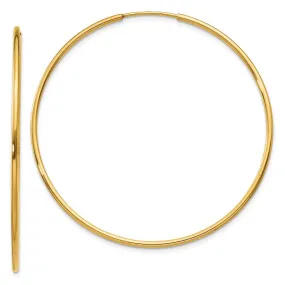 1.25mm, 14k Yellow Gold Endless Hoop Earrings, 48mm (1 13/16 Inch)