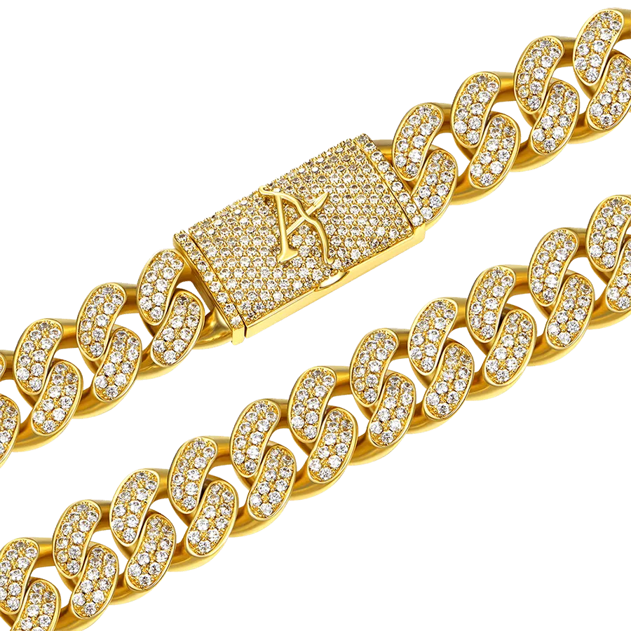 12mm Cuban Chain   12mm Bracelet Set