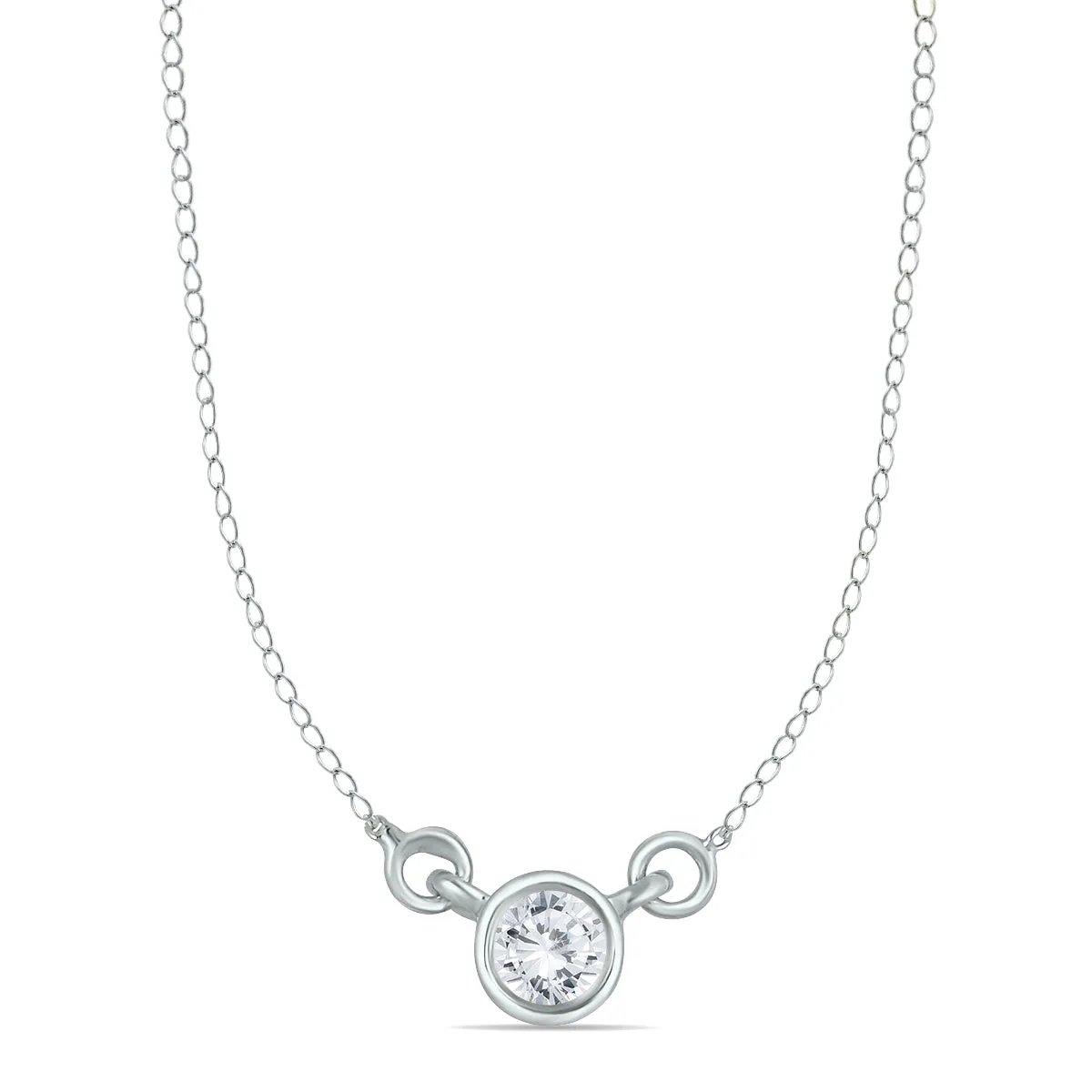 1/4 Carat Tw Diamond Bezel Pendant In 14K White Gold