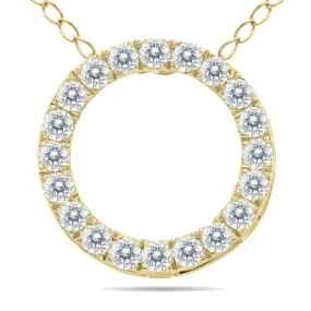 1/4 Carat Tw Diamond Circle Pendant In 10K Yellow Gold