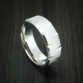 14k White Gold Wedge Cut Custom Made Men's Band