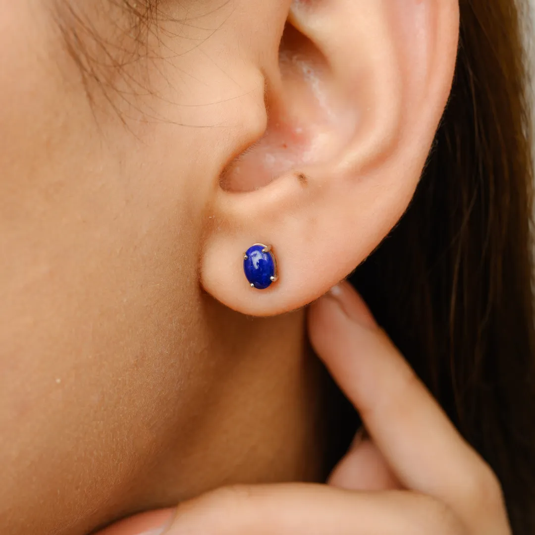 18K Gold Lapis Lazuli Earrings