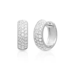 18KT White Gold Diamond Luxe Brooklyn Huggie Earrings