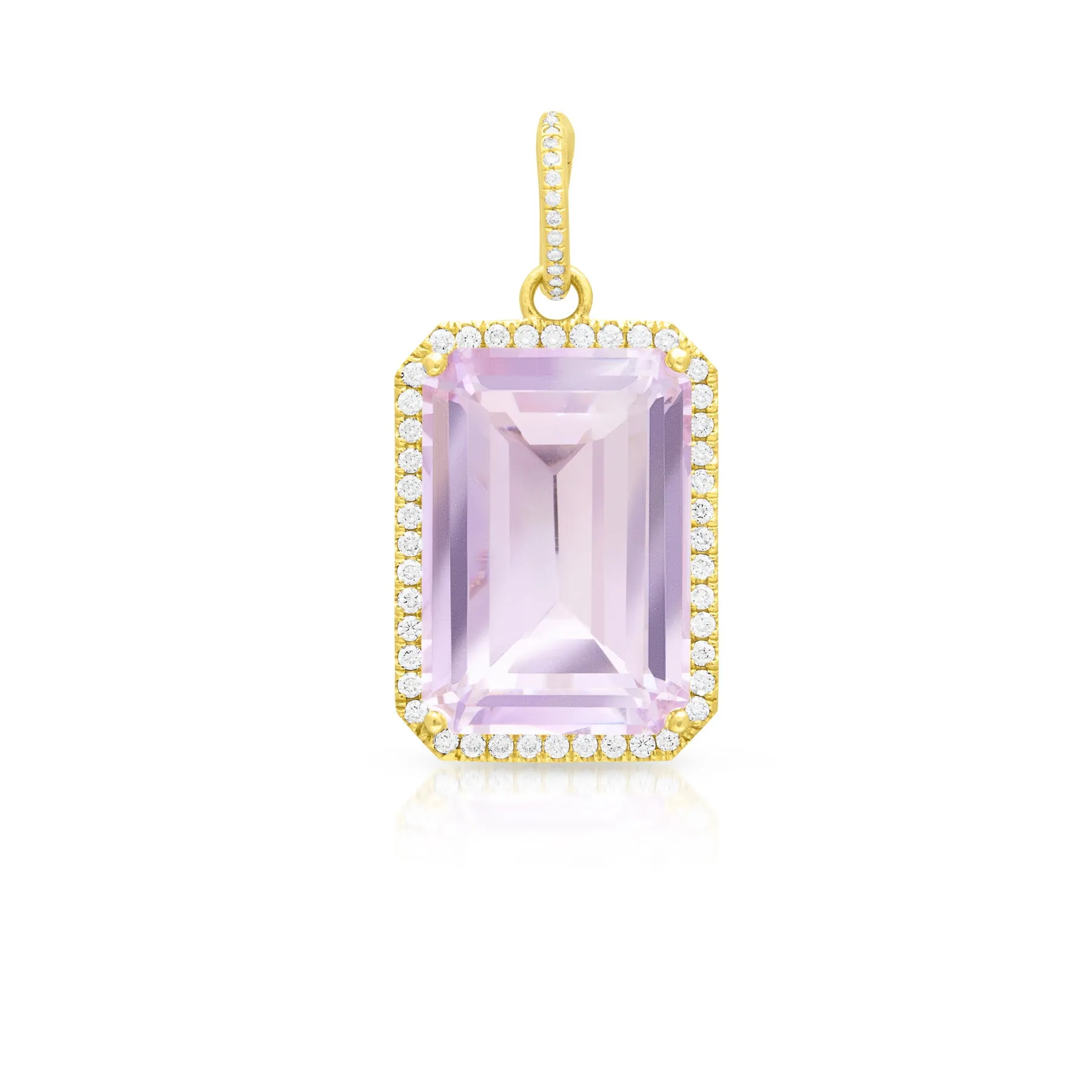 18KT Yellow Gold Diamond Amethyst Luxe Jolly Charm Pendant with Diamond Clip on Bail