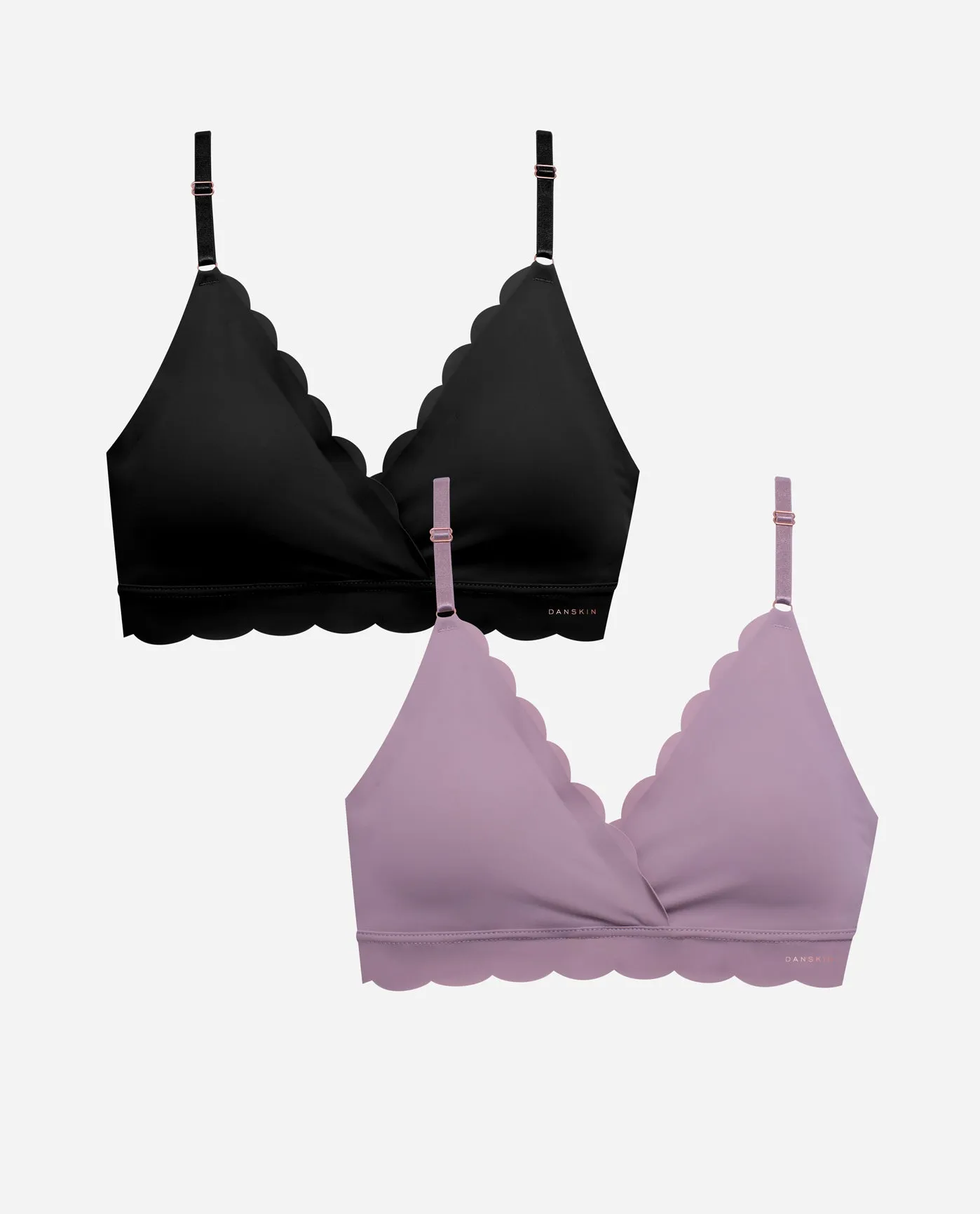 2-Pack Laser Wire Free Bra With Scallop Edge