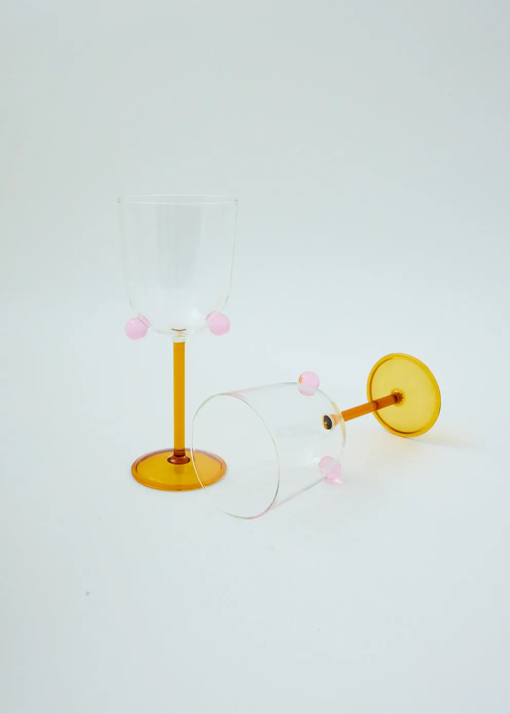 2 Pompom Wine Glasses