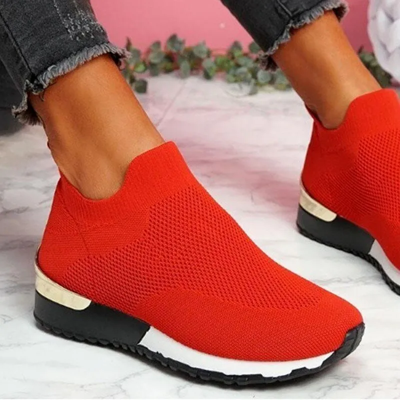 2022 Women Lightweight Knitted Slip-on Vulcanized Sneakers