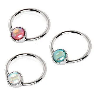 316L Stainless Steel Rainbow Rhinestone Captive Bead Ring Nipple Jewelry