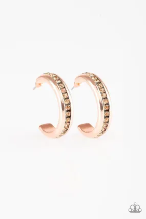 5th Avenue Fashionista Copper Rhinestone Hoop Earrings - Paparazzi Accessories