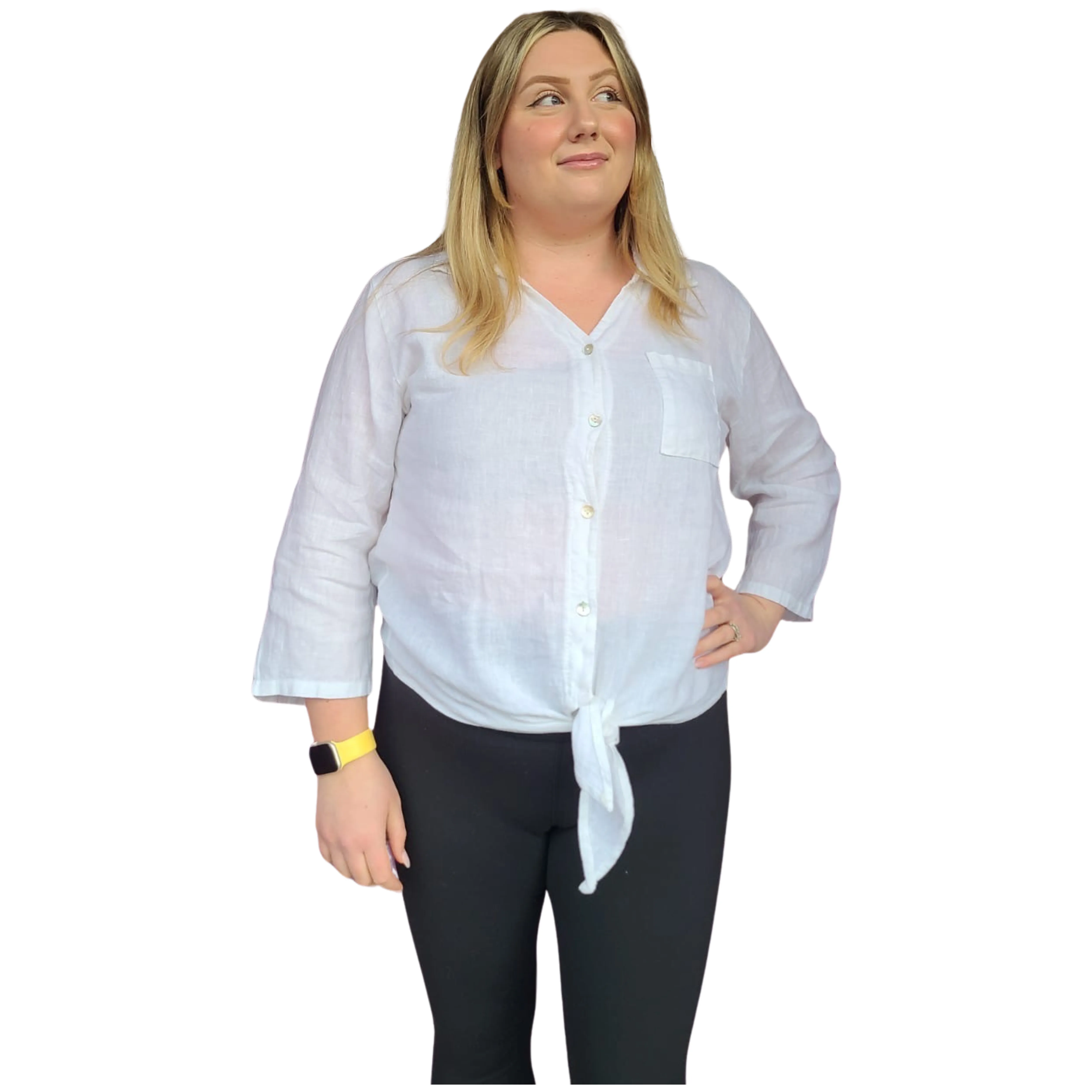 6947 White Linen Shirt