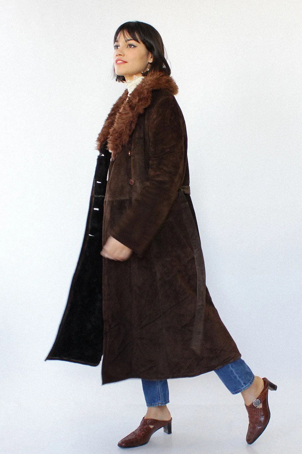 70s Cocoa Shearling Coat S/M