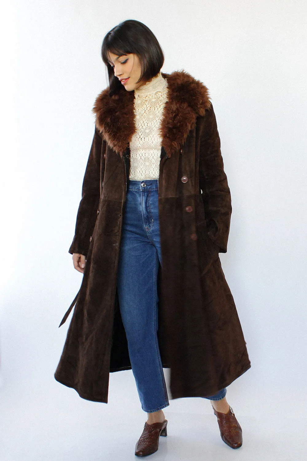 70s Cocoa Shearling Coat S/M