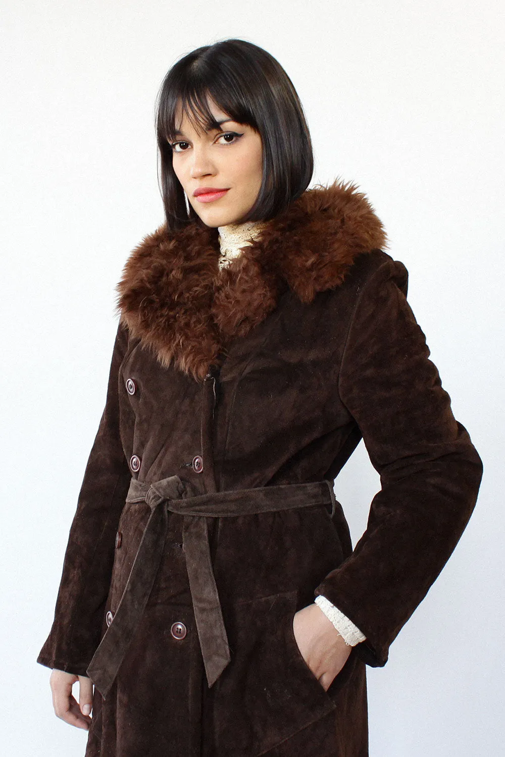 70s Cocoa Shearling Coat S/M