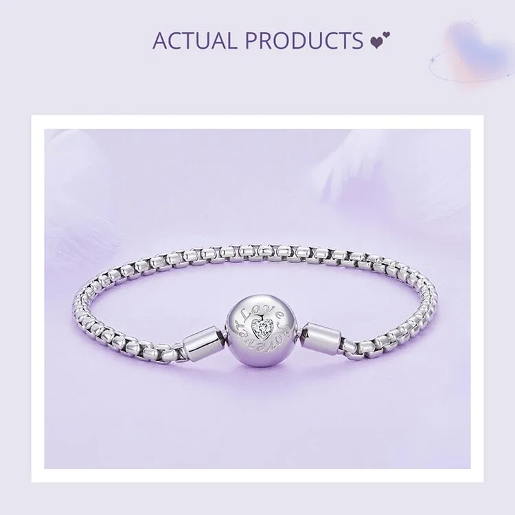 925 Sterling Silver Zircon Love Basic Charm Bracelet for Women