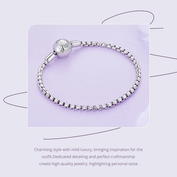 925 Sterling Silver Zircon Love Basic Charm Bracelet for Women