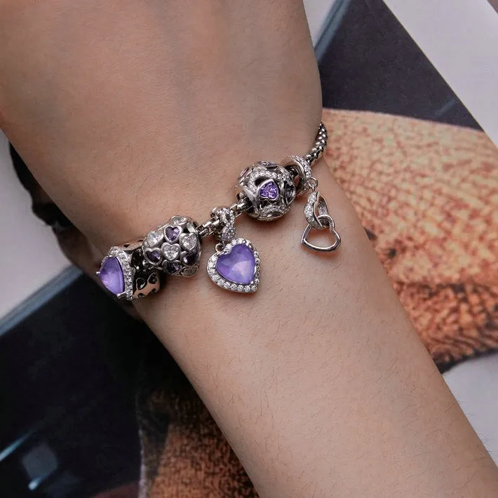 925 Sterling Silver Zircon Love Basic Charm Bracelet for Women