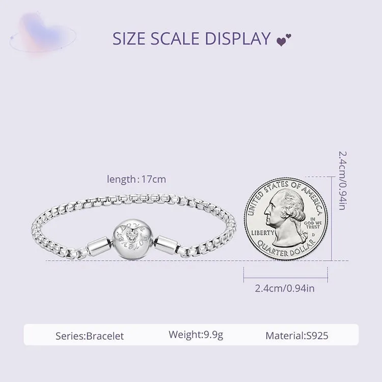 925 Sterling Silver Zircon Love Basic Charm Bracelet for Women