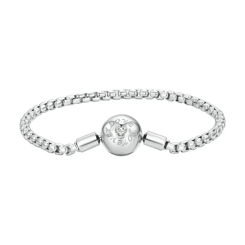 925 Sterling Silver Zircon Love Basic Charm Bracelet for Women