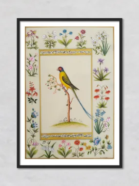 A Charming Parrot in Miniature Painting by Mohan Prajapati