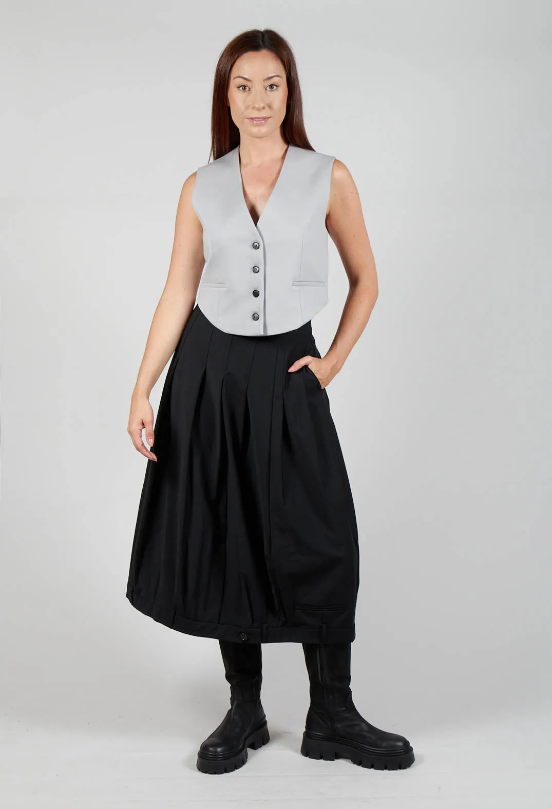 A-Line Skirt with Feature Hemline in Black