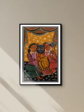 A loving Family in Bengal Pattachitra by Swarna Chitrakar