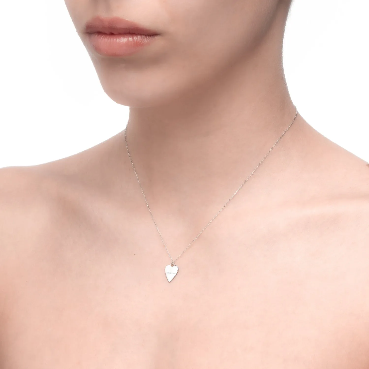 Abundantia | mama Heart Pendant | 14K White Gold