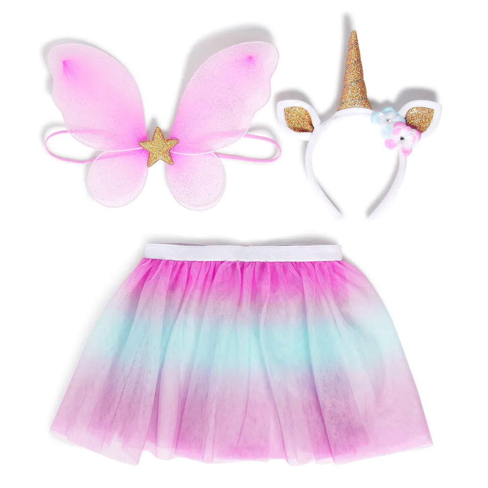 Accessorize London Girl's Pink Unicorn Fairy Dress Up Set Of 3