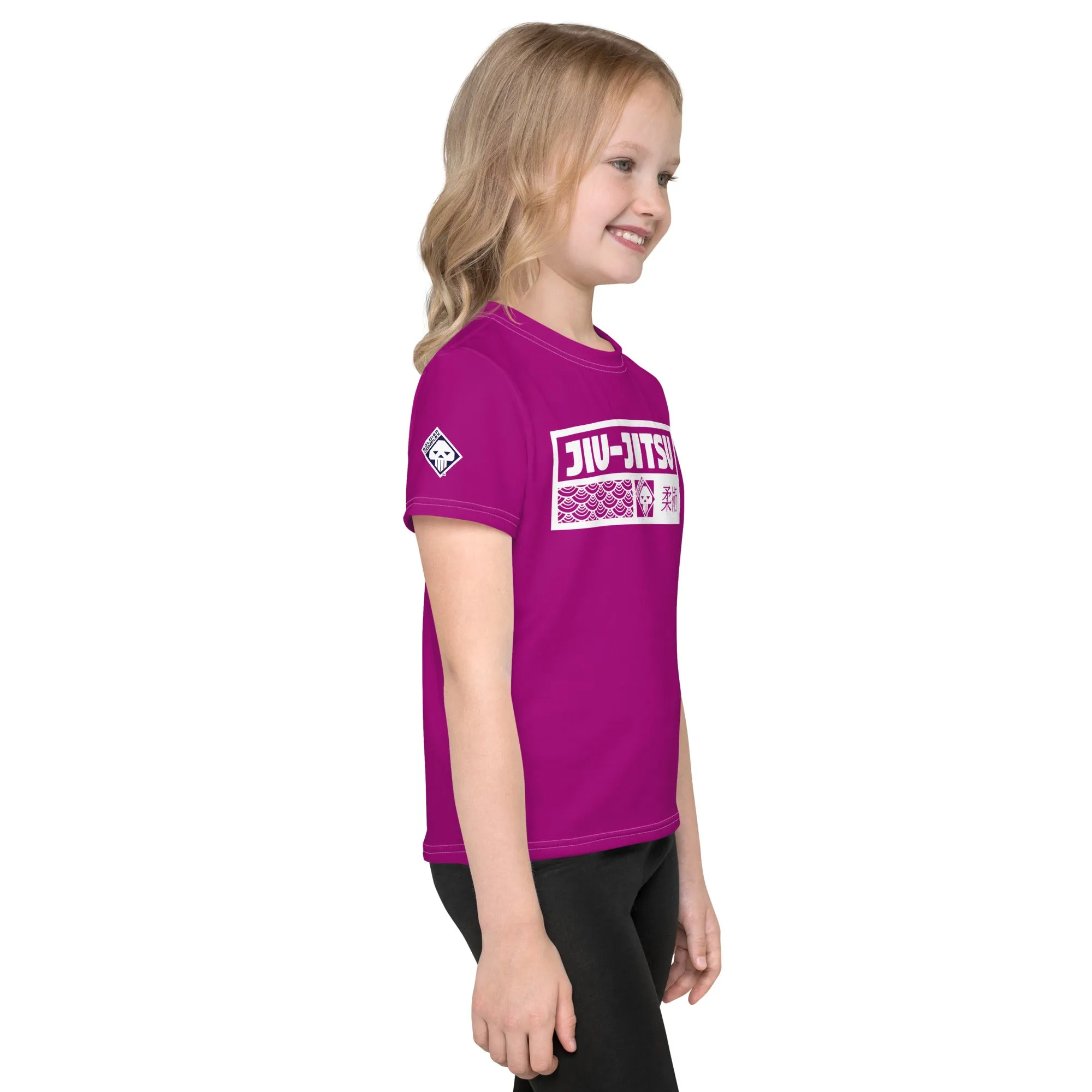 Adventurous Protection: Girl's Short Sleeve Jiu-Jitsu Rash Guard - Fresh Eggplant