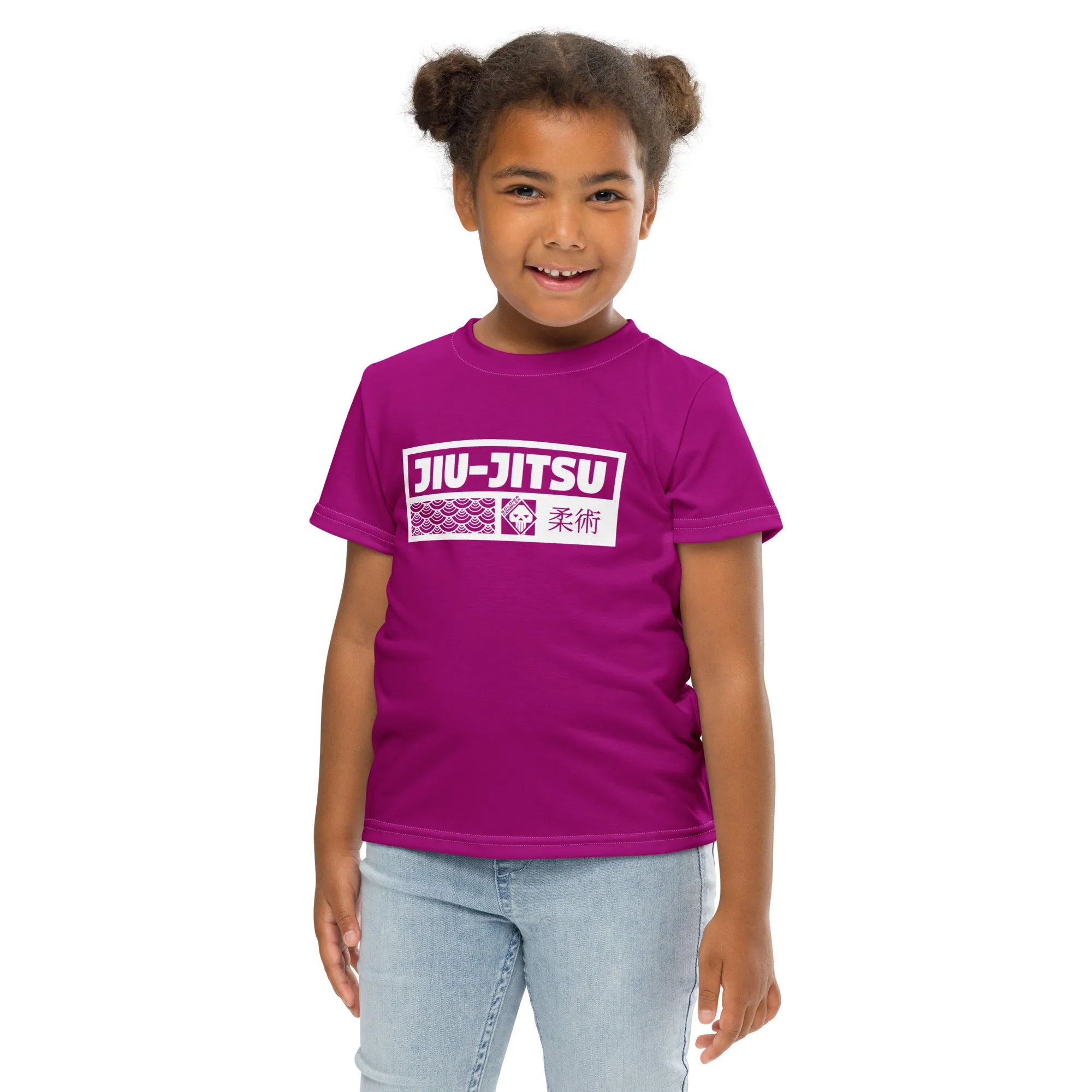 Adventurous Protection: Girl's Short Sleeve Jiu-Jitsu Rash Guard - Fresh Eggplant