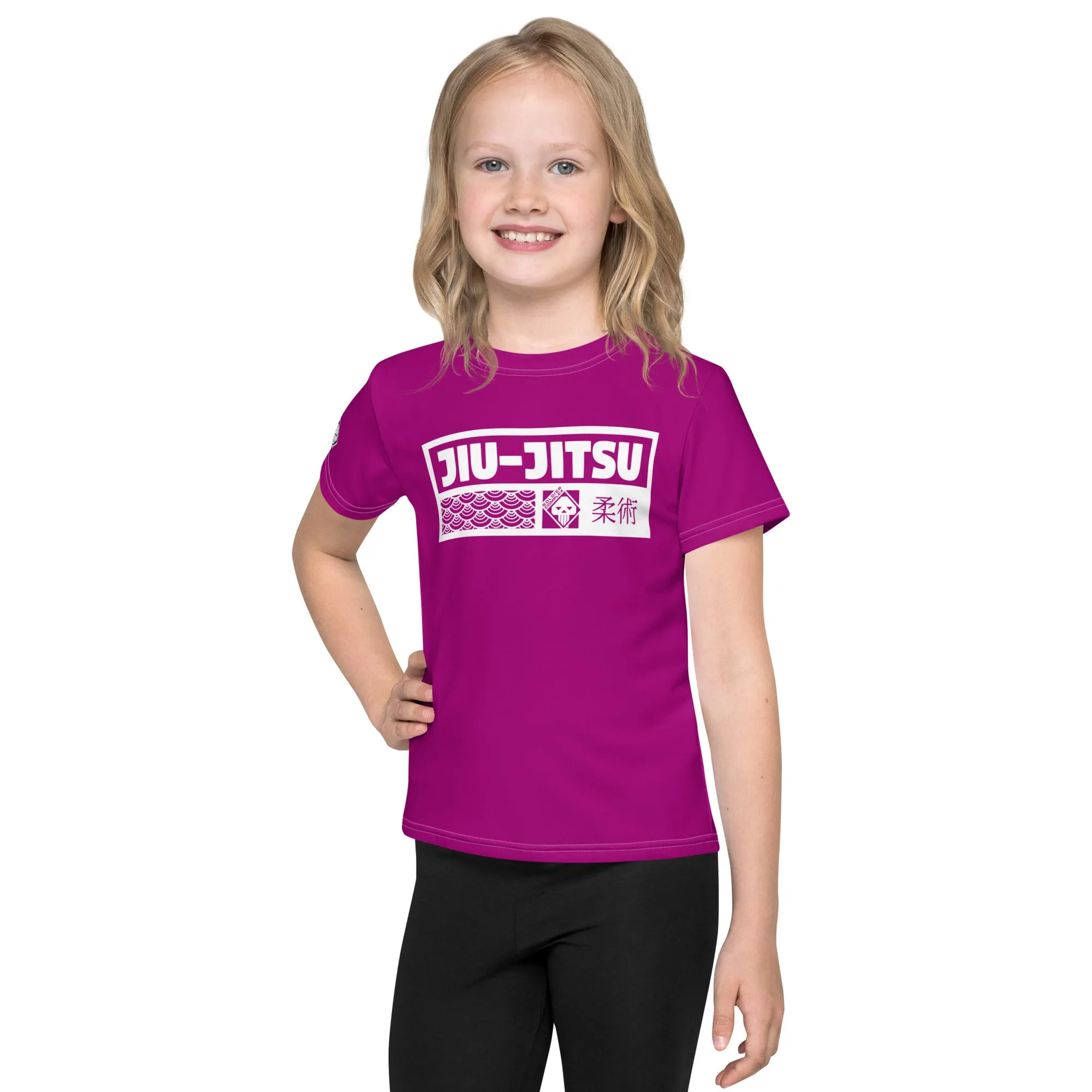 Adventurous Protection: Girl's Short Sleeve Jiu-Jitsu Rash Guard - Fresh Eggplant