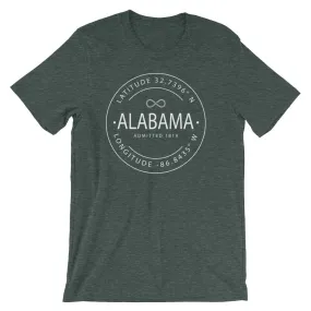 Alabama - Short-Sleeve Unisex T-Shirt - Latitude & Longitude