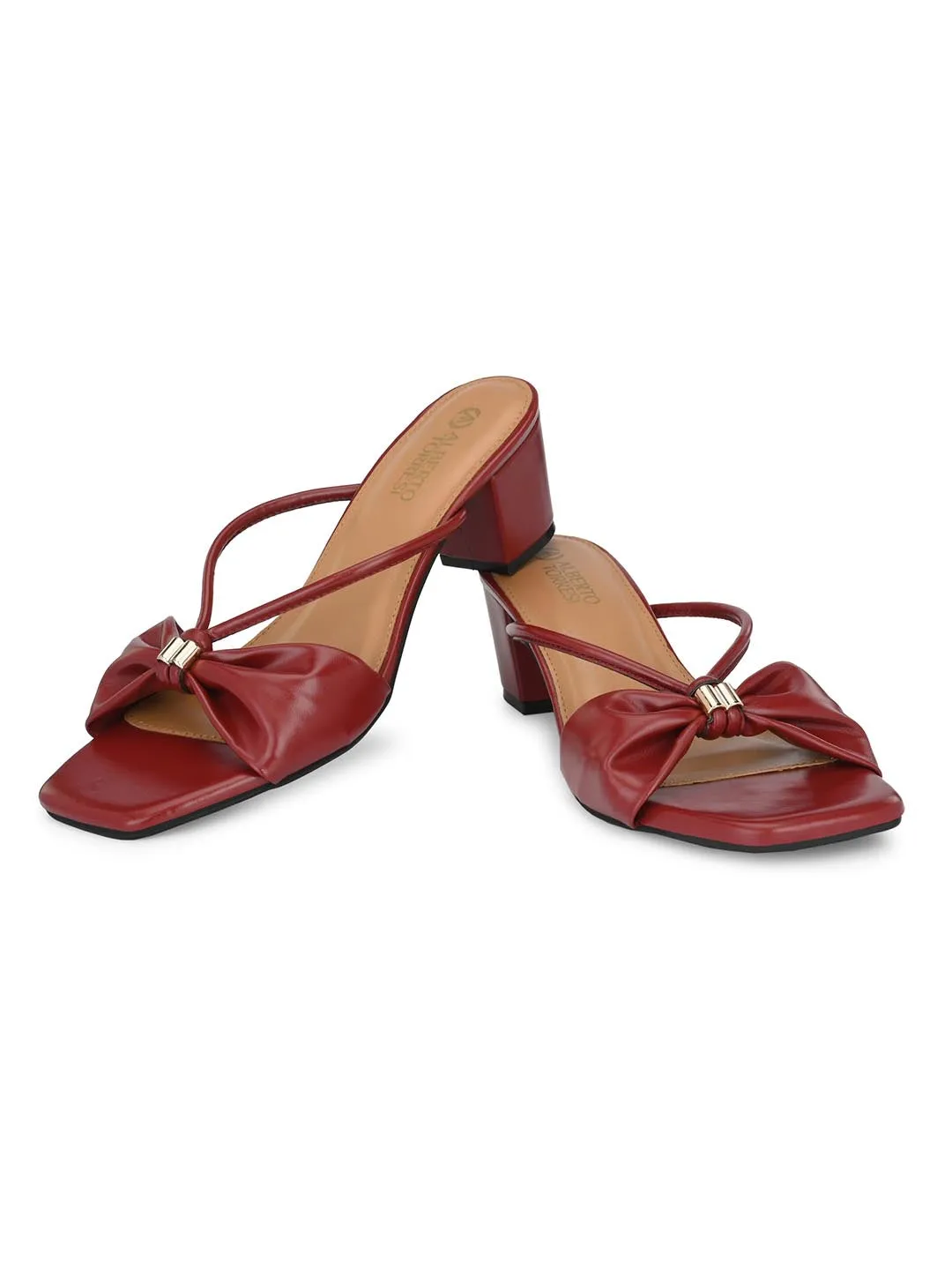 Alberto Torresi Synthetic Bordo Heel Striped Sandals for women