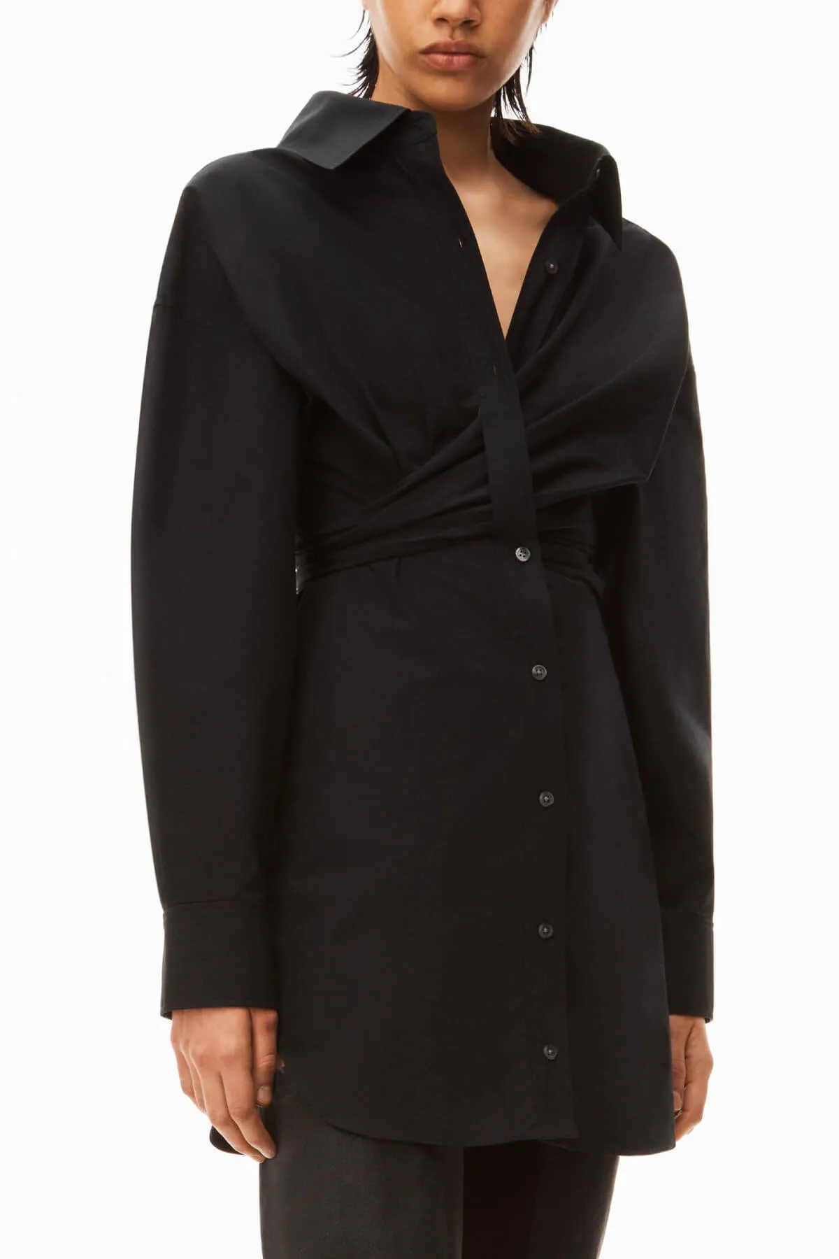 alexanderwang.t Draped Button Up Dress - Black