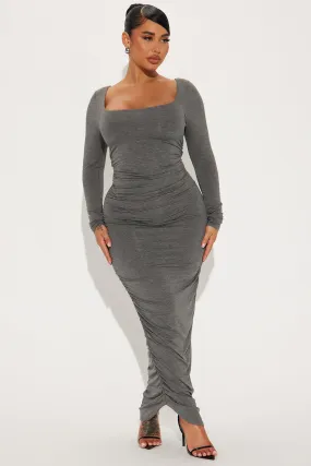 All Ruched Up Maxi Dress - Charcoal