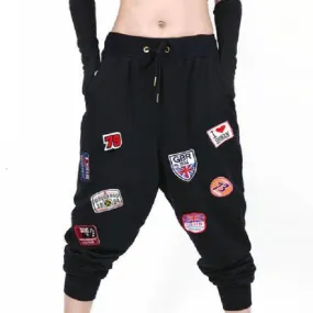 Appliques Retro Hip Hop Dance Loose Harem Pants