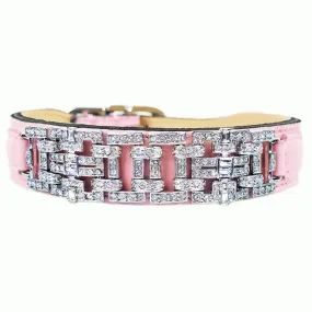 Art Deco Dog Collar in Sweet Pink & Nickel