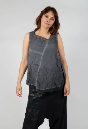 Asymmetrical A-Line Blouse in Coal Cloud