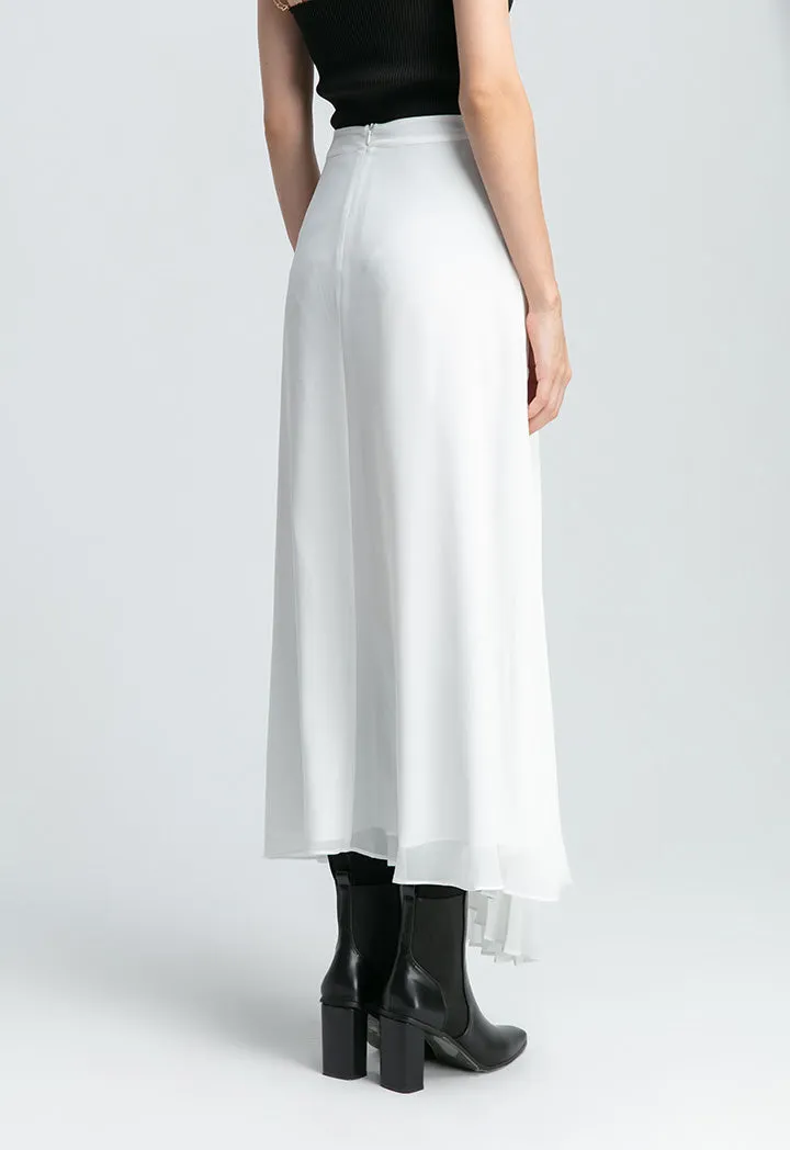 Asymmetrical Pleated Overlay Solid Skirt