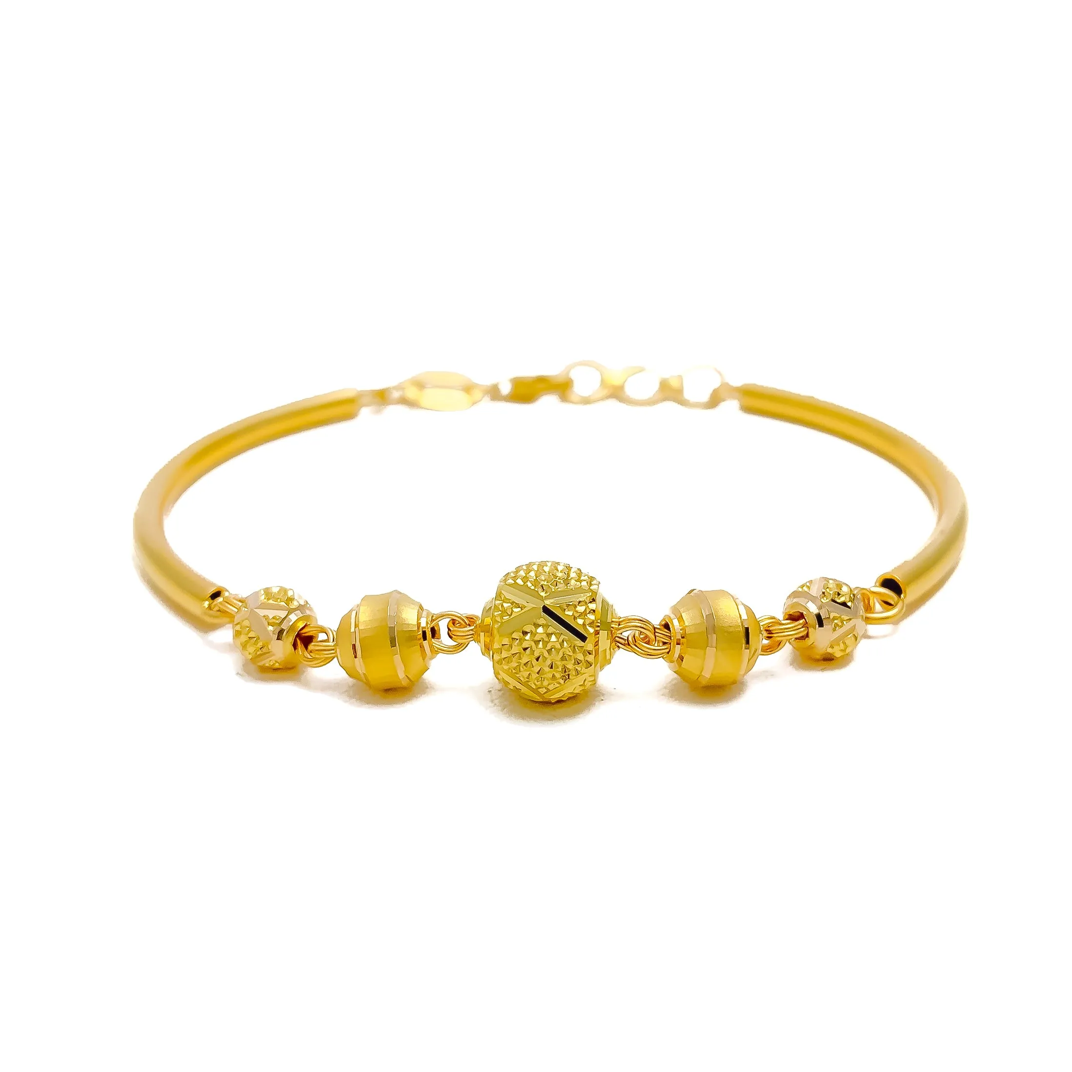 Attractive Checkered 22k Gold Flexi Orb Bangle Bracelet