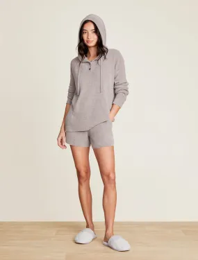 Barefoot Dreams CozyChic Ultra Light Ribbed Henley Hoodie in Beach Rock