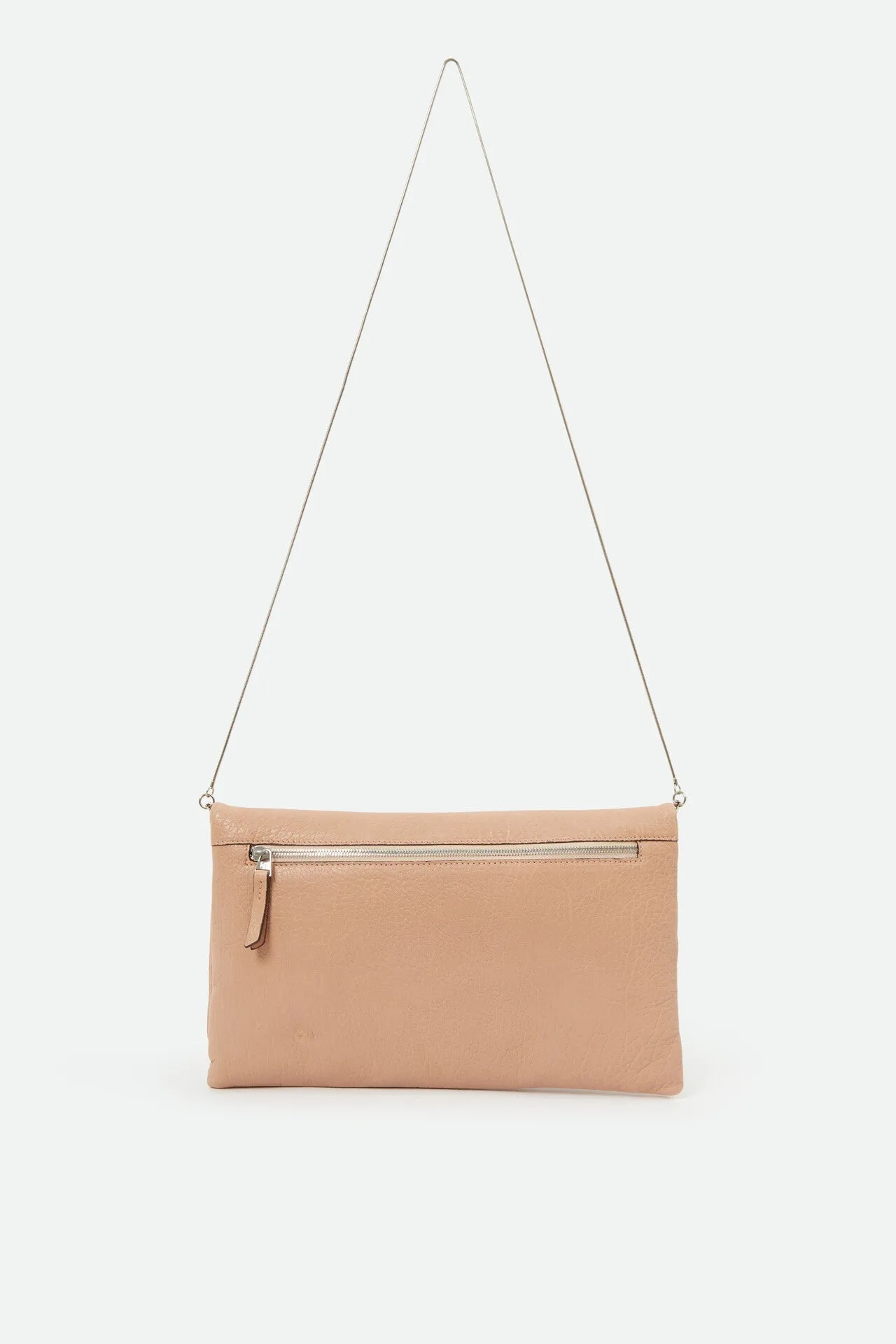 BARLETTA FOLD OVER CLUTCH HANDBAG IN NEUTRAL PINK LEATHER