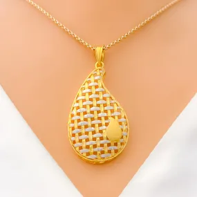 Basketweave Paisley 22k Gold Pendant Set