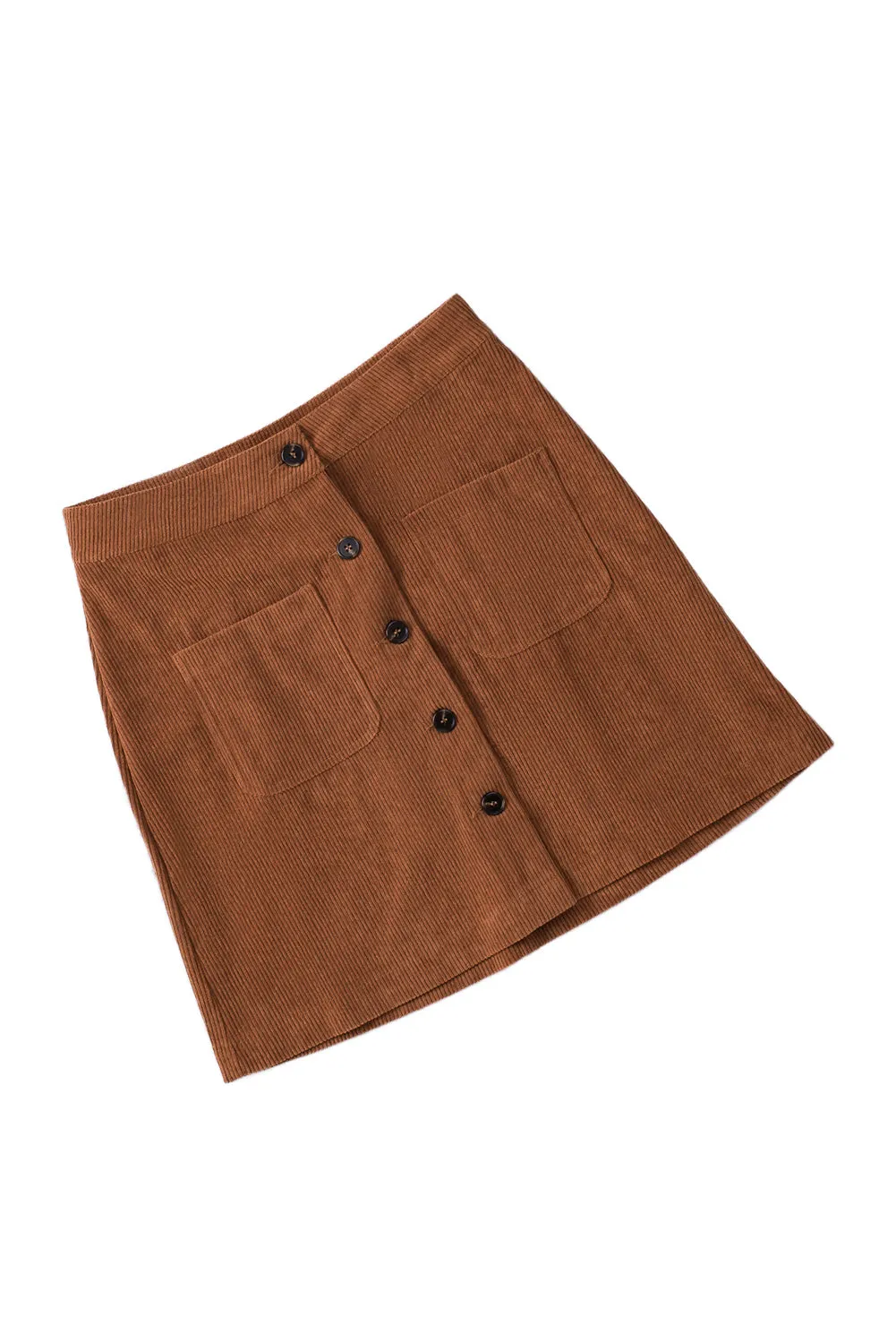 Beige Button Front Curduroy Mini Skirt