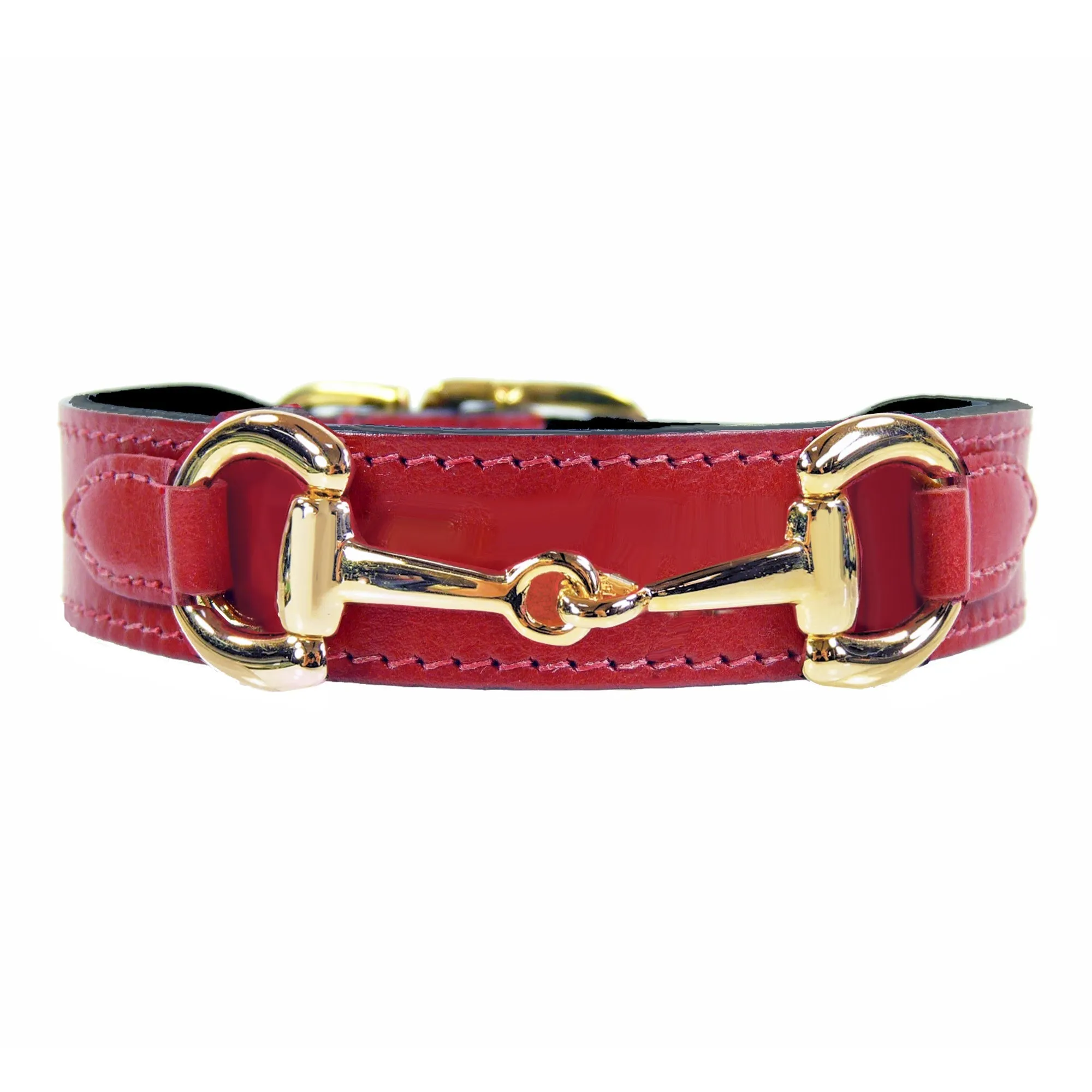 Belmont Dog Collar in Ferrari Red & Gold