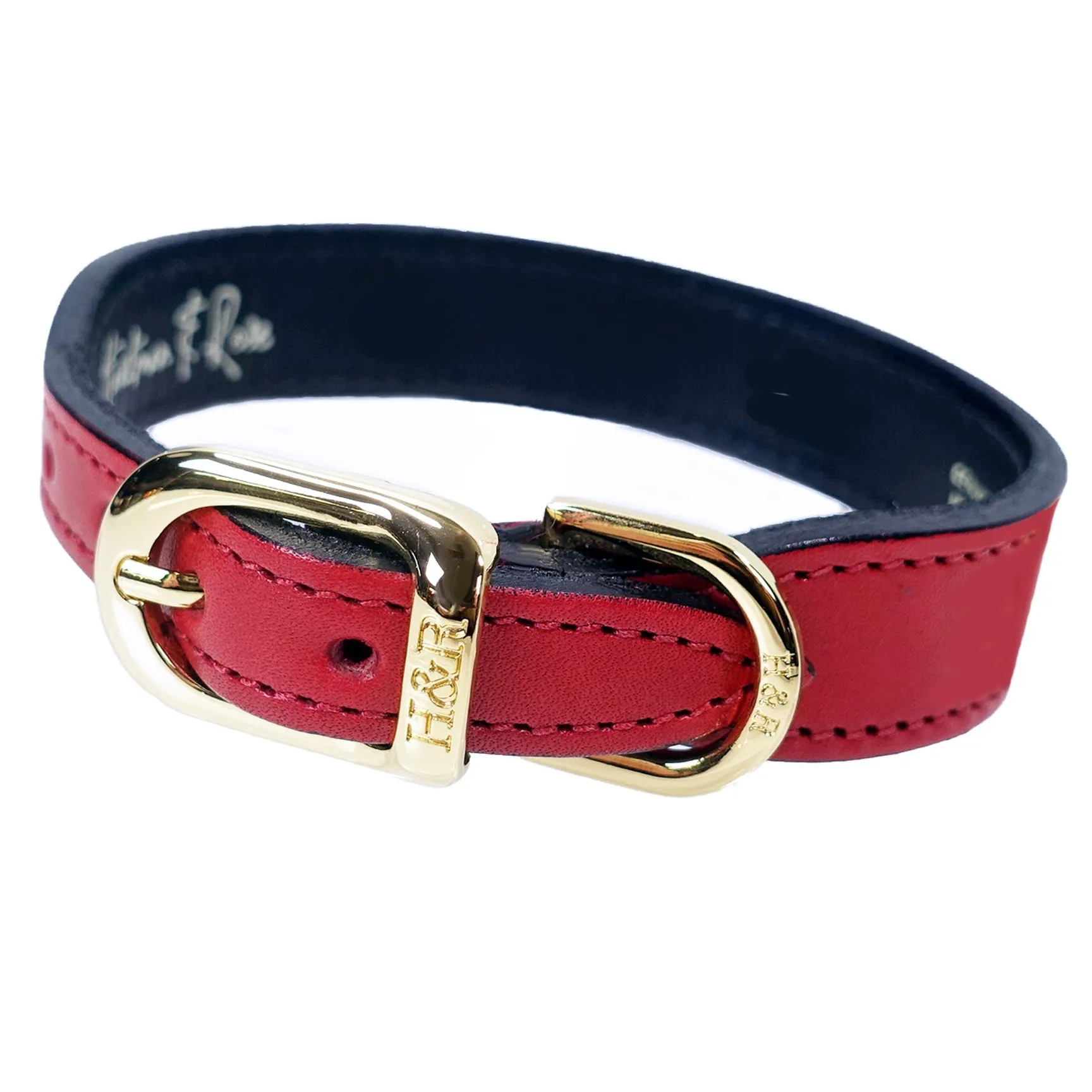 Belmont Dog Collar in Ferrari Red & Gold