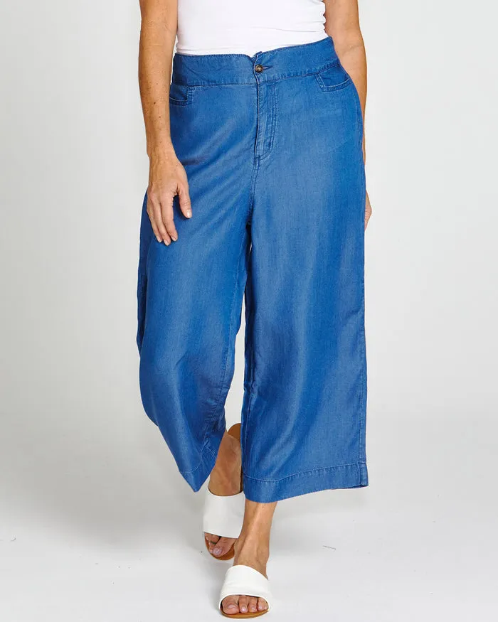 Betty Basics Apollo Bay Lyocell Crop Pant Antique Indigo