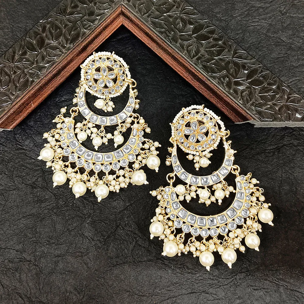 Bhavi Jewels Gold Plated Kundan Stone Dangler Earrings